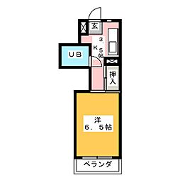 サンメゾン穂 3階1Kの間取り