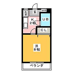 コーポ円山 1階1Kの間取り