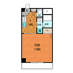 パラディーゾ大宮 2階1Kの間取り