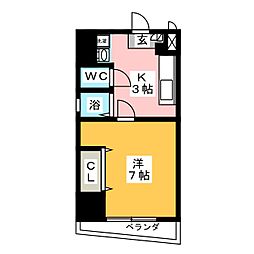 クラシア本陣 9階1Kの間取り