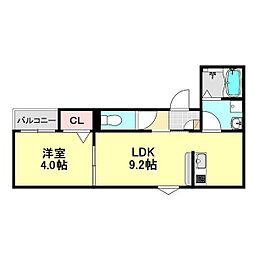 LECOCON甚目寺 3階1LDKの間取り