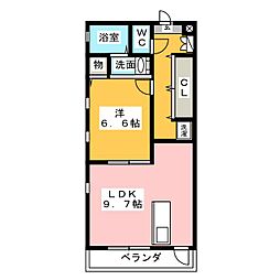 アドミール名西 3階1LDKの間取り