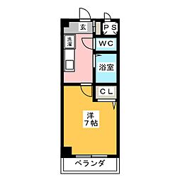 プラスパー高道 2階1Kの間取り