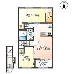 シャトー ルボア 2階2LDKの間取り