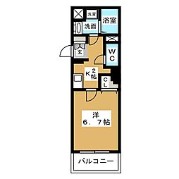 フェニックスWEST 4階1Kの間取り
