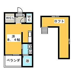 Lucie本陣 1階ワンルームの間取り