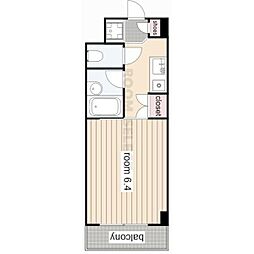 ヴァンテージ本陣 1階ワンルームの間取り