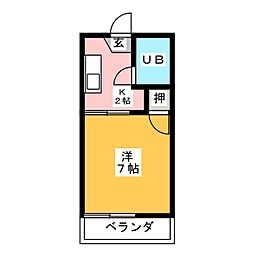 タウニー大秋 1階1Kの間取り