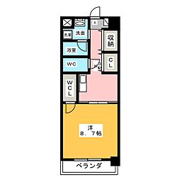 フェリス・本陣 2階1Kの間取り