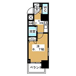 ライジングコート名古屋駅南 3階1Kの間取り