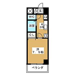 CITY SPIRE 名駅北 3階1Kの間取り