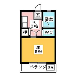 第五ラインビル 1Kの間取図画像