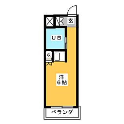 プレス・イン城屋敷 ワンルームの間取図画像