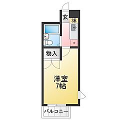 BES岩塚コート 1Kの間取図画像