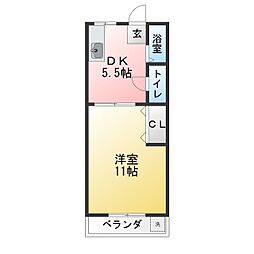 秋田マンション 1DKの間取図画像