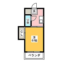 サンモール横井 1Kの間取図画像