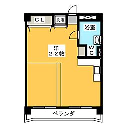 三鈴ノール ワンルームの間取図画像