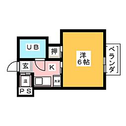 都ビル岩塚 1Kの間取図画像