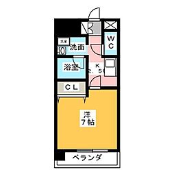 スカイフラット名古屋 1Kの間取図画像