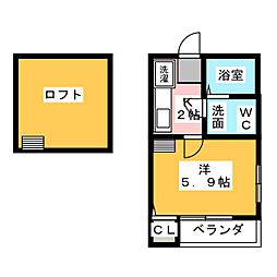 寿キャッスル栄生 1Kの間取図画像