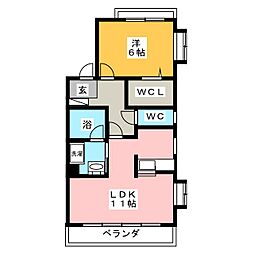フレシオン 1LDKの間取図画像