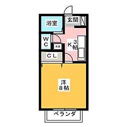 プチ・メゾン甚目寺B 1Kの間取図画像