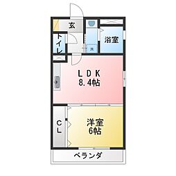 フィルファイン 1LDKの間取図画像