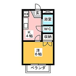 エスペランサ日比津 1Kの間取図画像