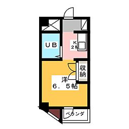 グランドゥール ワンルームの間取図画像