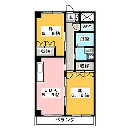 サンコート 2LDKの間取図画像