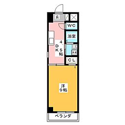 CasaFino瑞穂 1DKの間取図画像