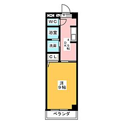 CasaFino瑞穂 1DKの間取図画像