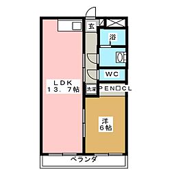 さくら館塩池 1LDKの間取図画像