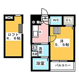 デュアリーナ本陣 1Kの間取図画像