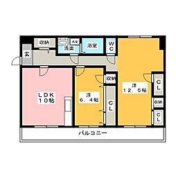 ラフィネ高峯 2LDKの間取図画像