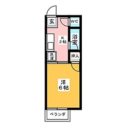 タウンハイツ中村 1Kの間取図画像