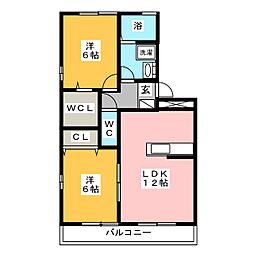 ヴィラ・ローザ 2LDKの間取図画像
