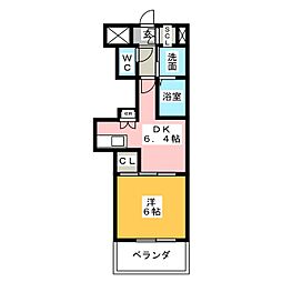 エステムプラザ名古屋駅前プライムタワー 1DKの間取図画像