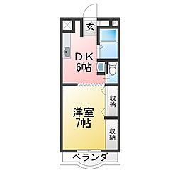 サンハイツこざくら 1DKの間取図画像