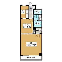 アドミール桜山 2階1LDKの間取り