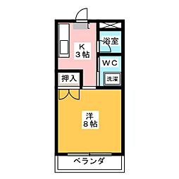 ラ・テール 1Kの間取図画像