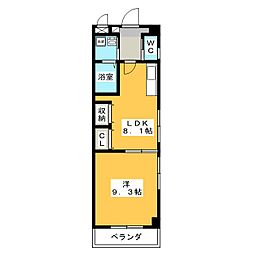 エスト吹上 7階1LDKの間取り