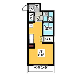 サン・エターナル亀城 2階ワンルームの間取り