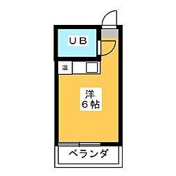 サンアリーナ 4階ワンルームの間取り