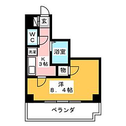 プロビデンス御器所 3階1Kの間取り