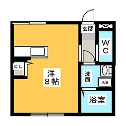 ＦＥＲＩＯ吹上 2階ワンルームの間取り