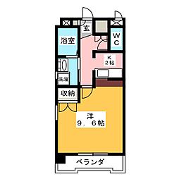 ウイングステージ御器所 3階1Kの間取り