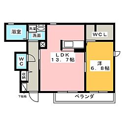 メゾンルミエール 1階1LDKの間取り