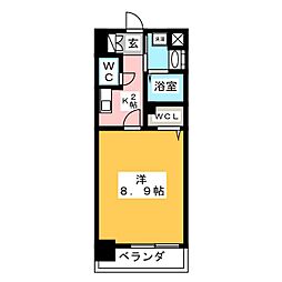 ウルフィエスタ桜山 2階1Kの間取り