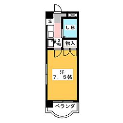 サンフル桜山 4階1Kの間取り